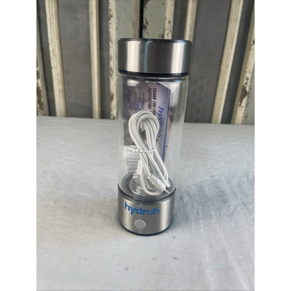 Hydroh Hydrogen Water Bottle Rechargeable w/ Charging Cable, Factory Sealed Plug
